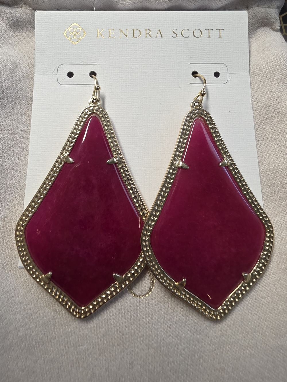 Kendra Scott Maroon Jade/Gold Alexandra Earrings